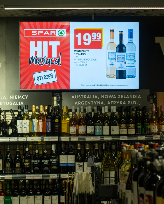 reklama na monitorach Digital Signage w Eurospar